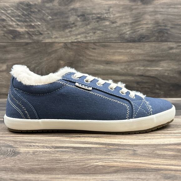 NIB Taos Footwear 8.5W WIDE Starline Canvas Faux Fur Sneakers - Picture 4 of 11